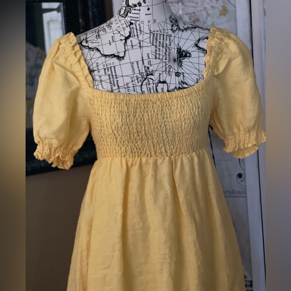 House Of Harlow 1960 100% Linen Faded Warm Yellow Designer Dress - Picture 4 of 4
